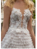 Modern Princess 3D Flowers Ruffled Wedding Dress